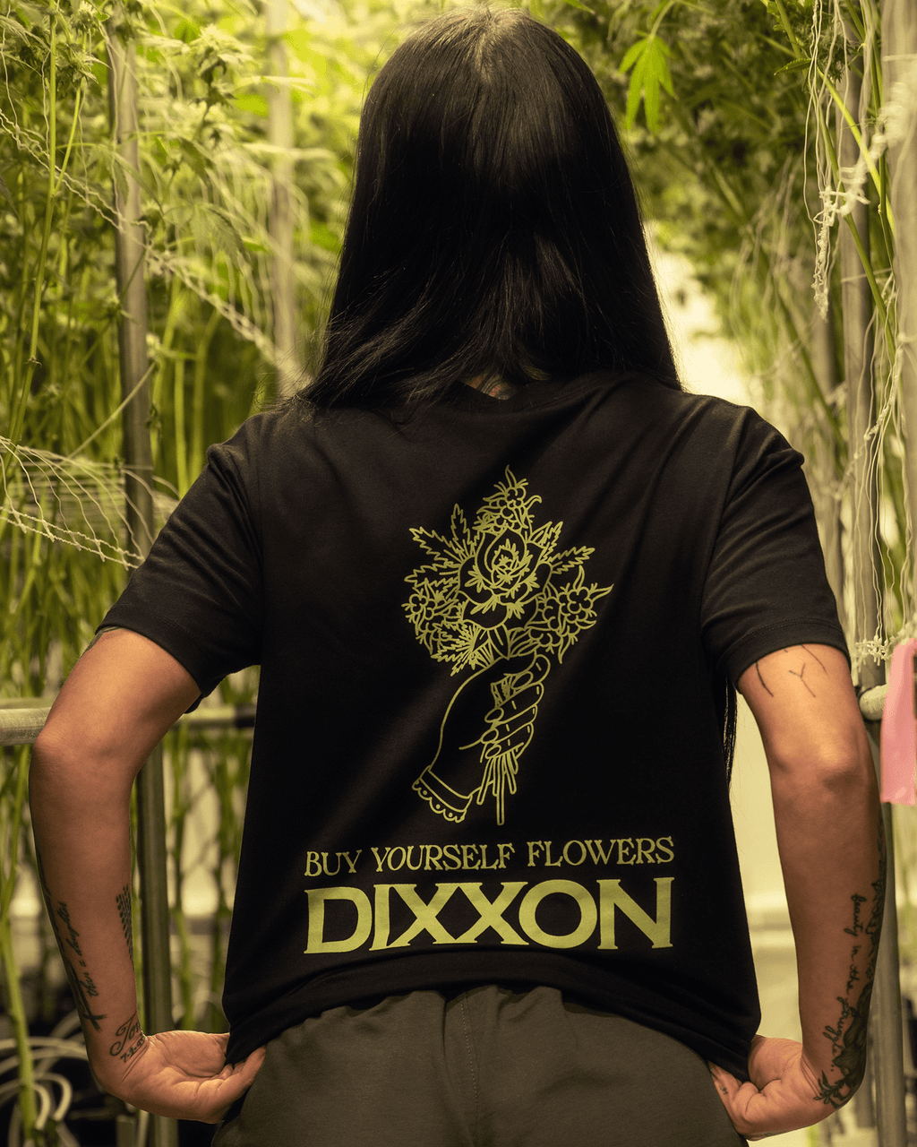 Women's Flowers Tee  - Black