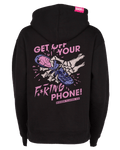 Women's Get Off Your Phone Pullover Hoodie - Black