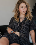 Women's Mesh Cover Up Button Up - Black Leopard