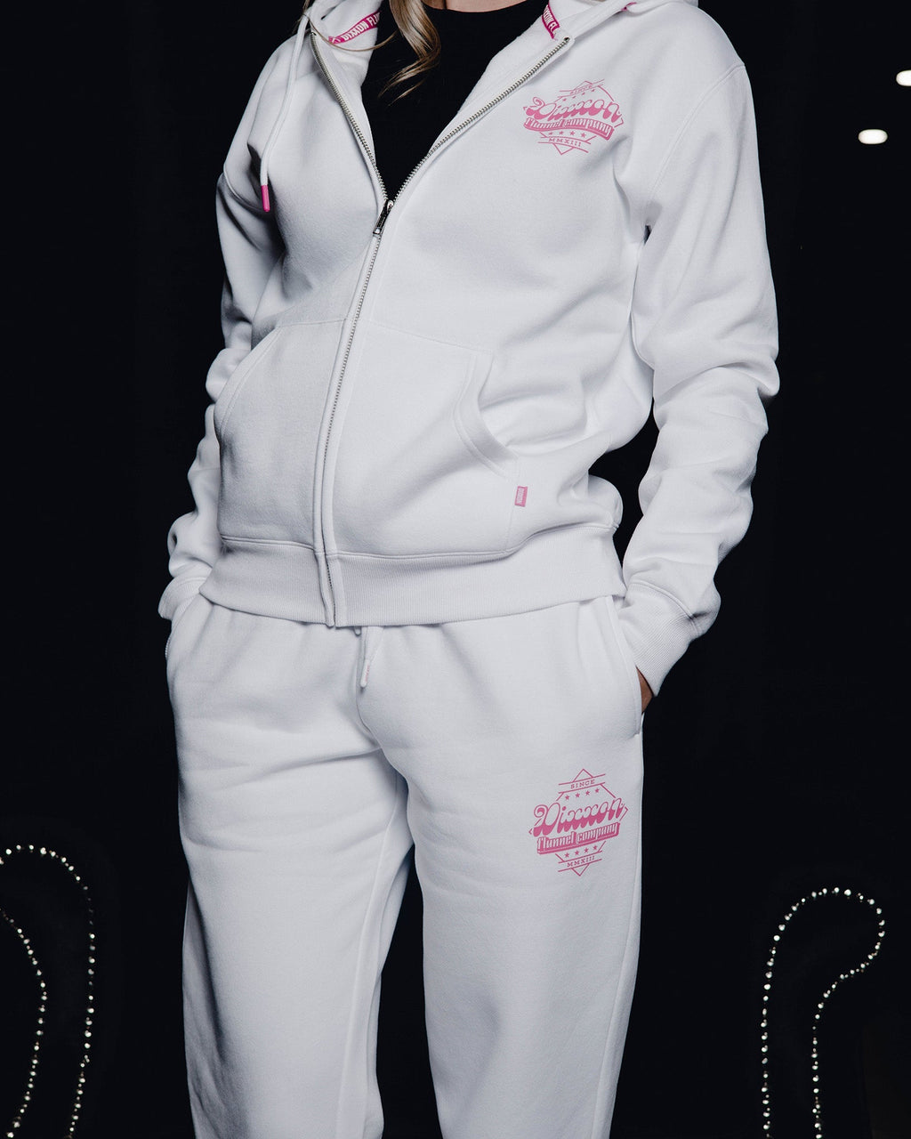 Women's Pink Stardust Sweatpants - White