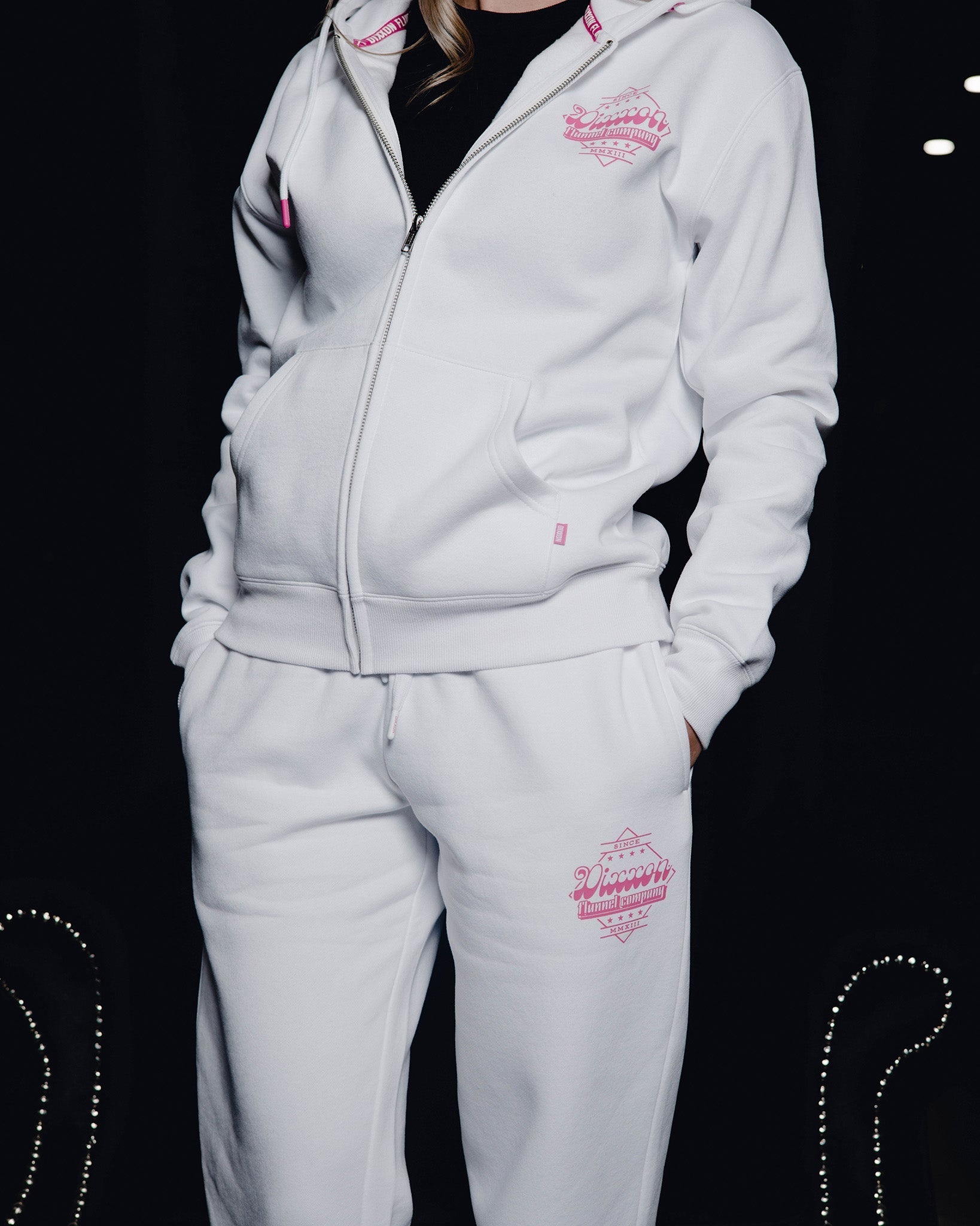 Women's Pink Stardust Sweatpants - White