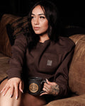 Women's Pocket Crewneck Sweatshirt - Brown