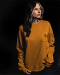 Women's Pocket Crewneck Sweatshirt - Camel