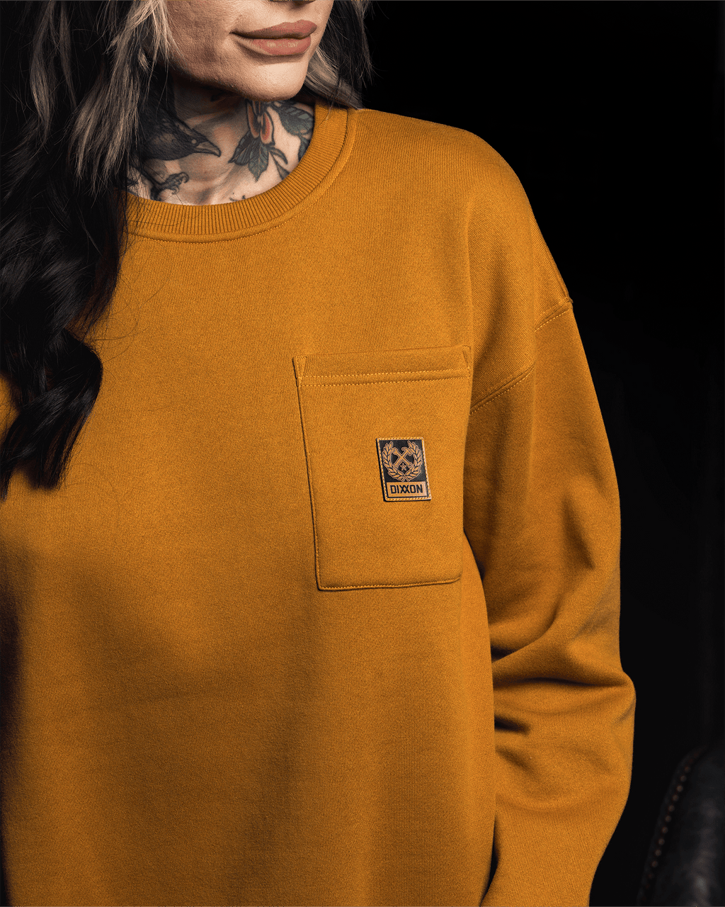 Women's Pocket Crewneck Sweatshirt - Camel
