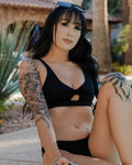 Women's Tied Up Bikini Top - Black