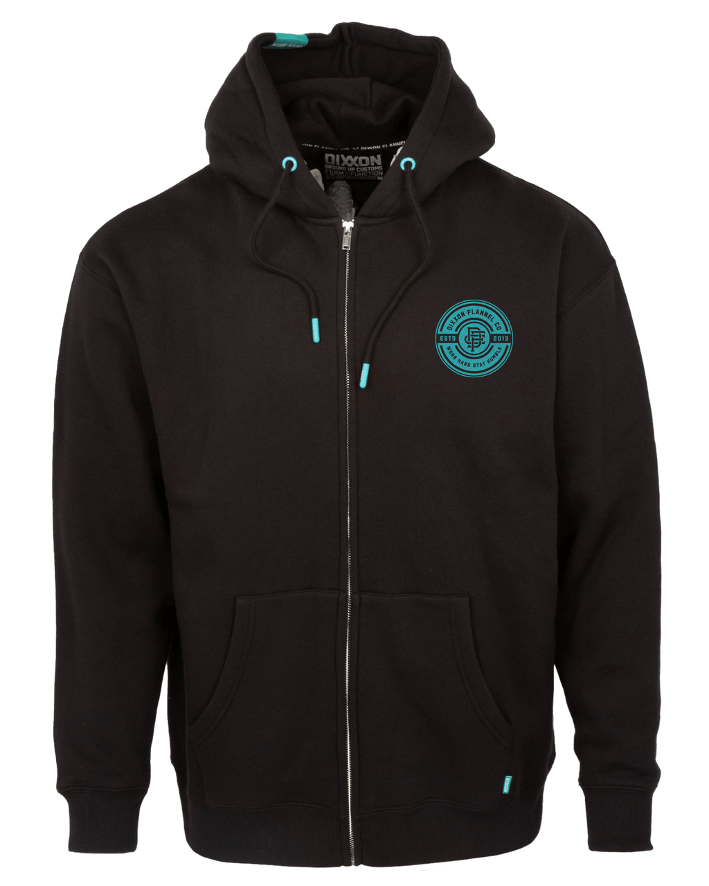Women's Tiffany Work Hard Badge Zip Up Hoodie - Black